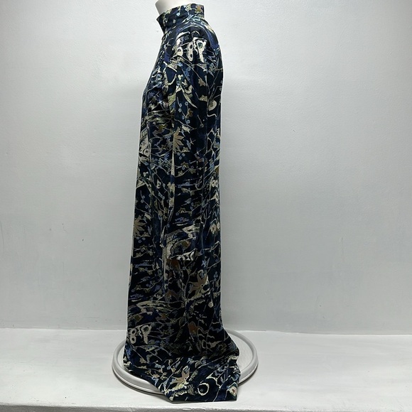 Ted Baker Dress Choliee Bodycon Midi High Neck Long Sleeve Floral Blue 3 Medium - Picture 7 of 11